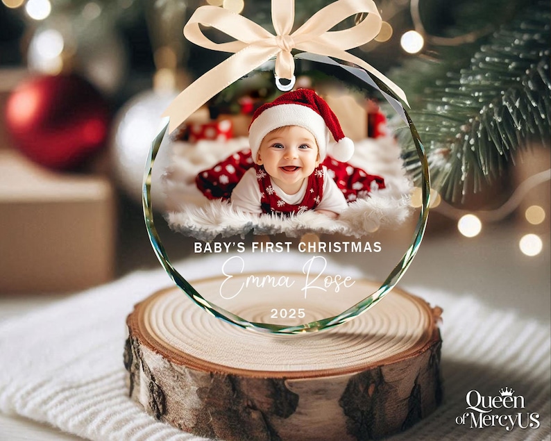 Personalized Baby Photo Ornament, Custom Baby’s First Christmas Keepsake, Newborn Ornament, Baby Face Picture Ornament, New Baby Xmas Gift image 4