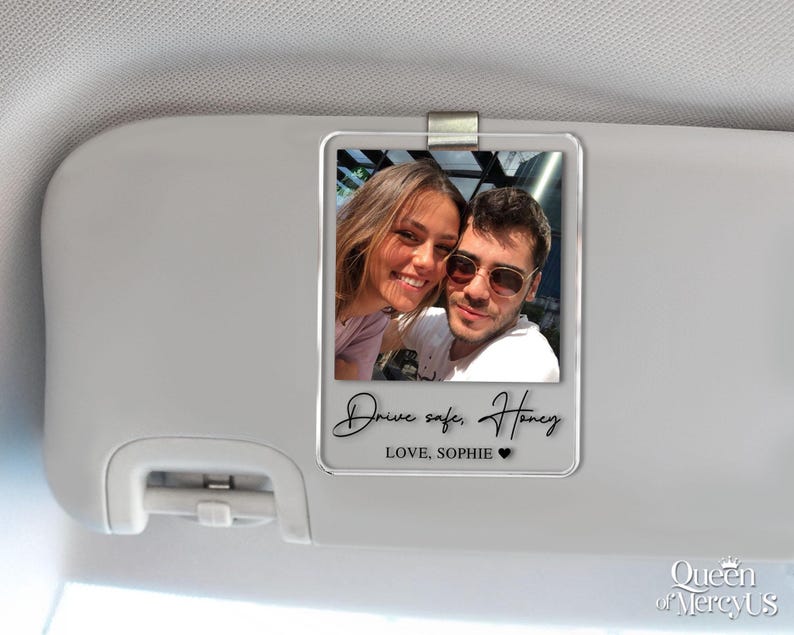 Personalized Couple Photo Car Visor Clip, Drife Safe Gift, Valentines Day Gift for Boyfriend Husband, Drive Safe I Love You Sun Visor image 7