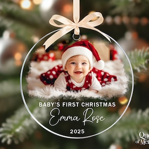 Personalized Baby Photo Ornament, Custom Baby’s First Christmas Keepsake, Newborn Ornament, Baby Face Picture Ornament, New Baby Xmas Gift Acrylic