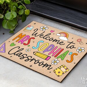 Felpudo de bienvenida personalizado para profesores, felpudo personalizado para aula, decoración para aula, regalo de agradecimiento para profesores, alfombra para profesores, felpudo de bienvenida imagen 5