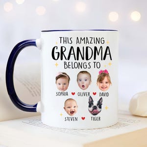 Personalized Grandma Mug, Custom Baby Face Mug, Mothers Day Gift, Birthday Mug Gift,Grandkids Photo Mug, This Amazing Grandpa Belongs To Mug
