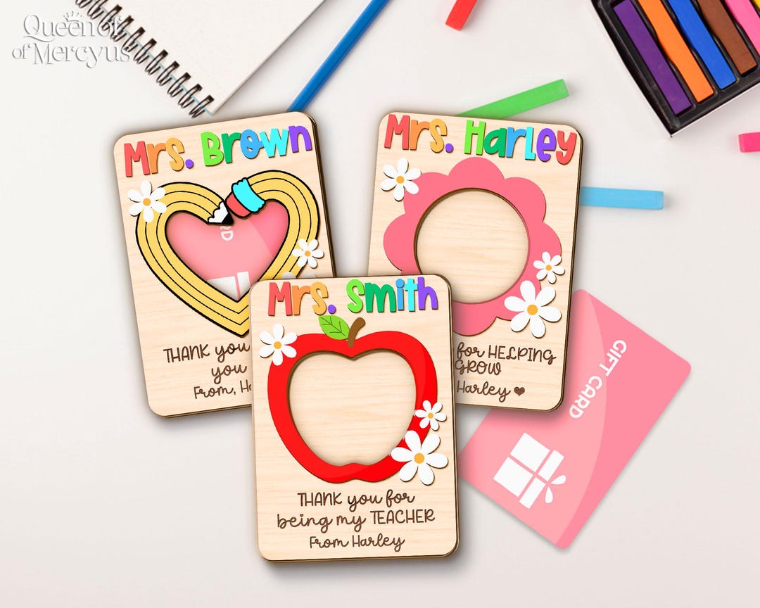 Personalized Teacher Gift Card Holder, End of Year Teacher Gifts ...