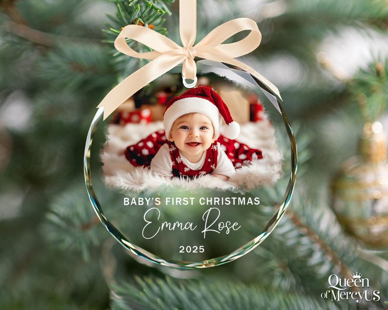 Personalized Baby Photo Ornament, Custom Baby’s First Christmas Keepsake, Newborn Ornament, Baby Face Picture Ornament, New Baby Xmas Gift image 10