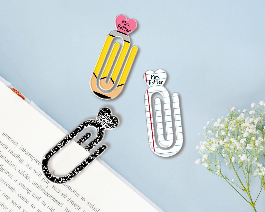 Custom Teacher Name Paperclip Bookmark, Personalized Teacher Bookmark ...