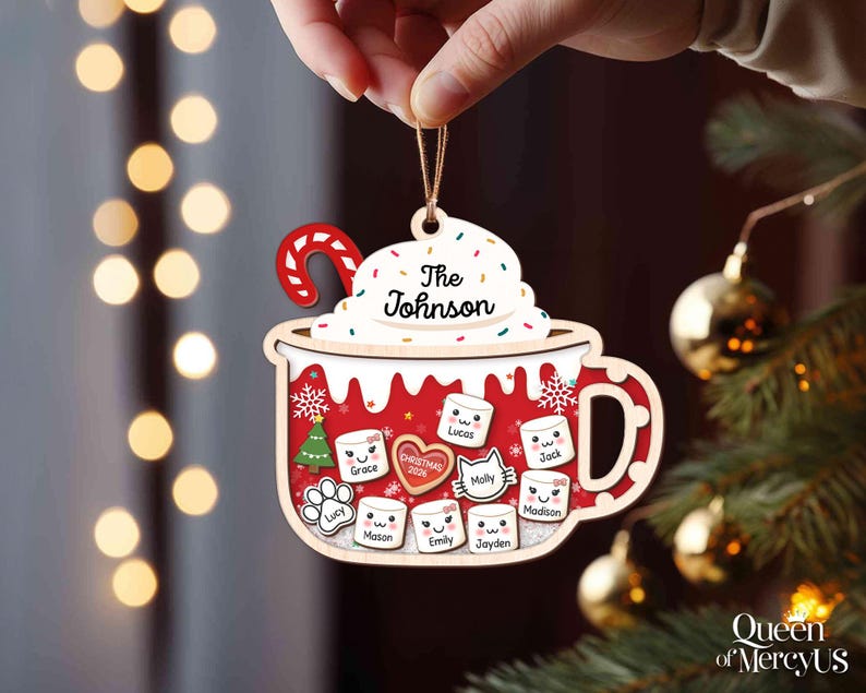 4D Shake Family Ornament With Pets, Custom Marshmallows Family Shaker Ornament, Family Ornament 2026, Family Keepsake, Family Christmas Gift image 5