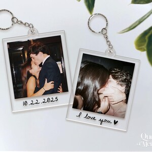 Custom Couple Polaroid Photo Keychain, Valentines Day Gift For Him Her, Personalized Photo Key Ring, Boyfriend Husband Gift image 5