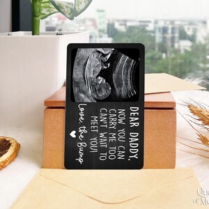 Tarjeta de billetera con foto de ultrasonido personalizada, regalo para el Día del Padre, "Estoy deseando conocerte", anuncio de embarazo, tarjeta para recién nacido imagen 3