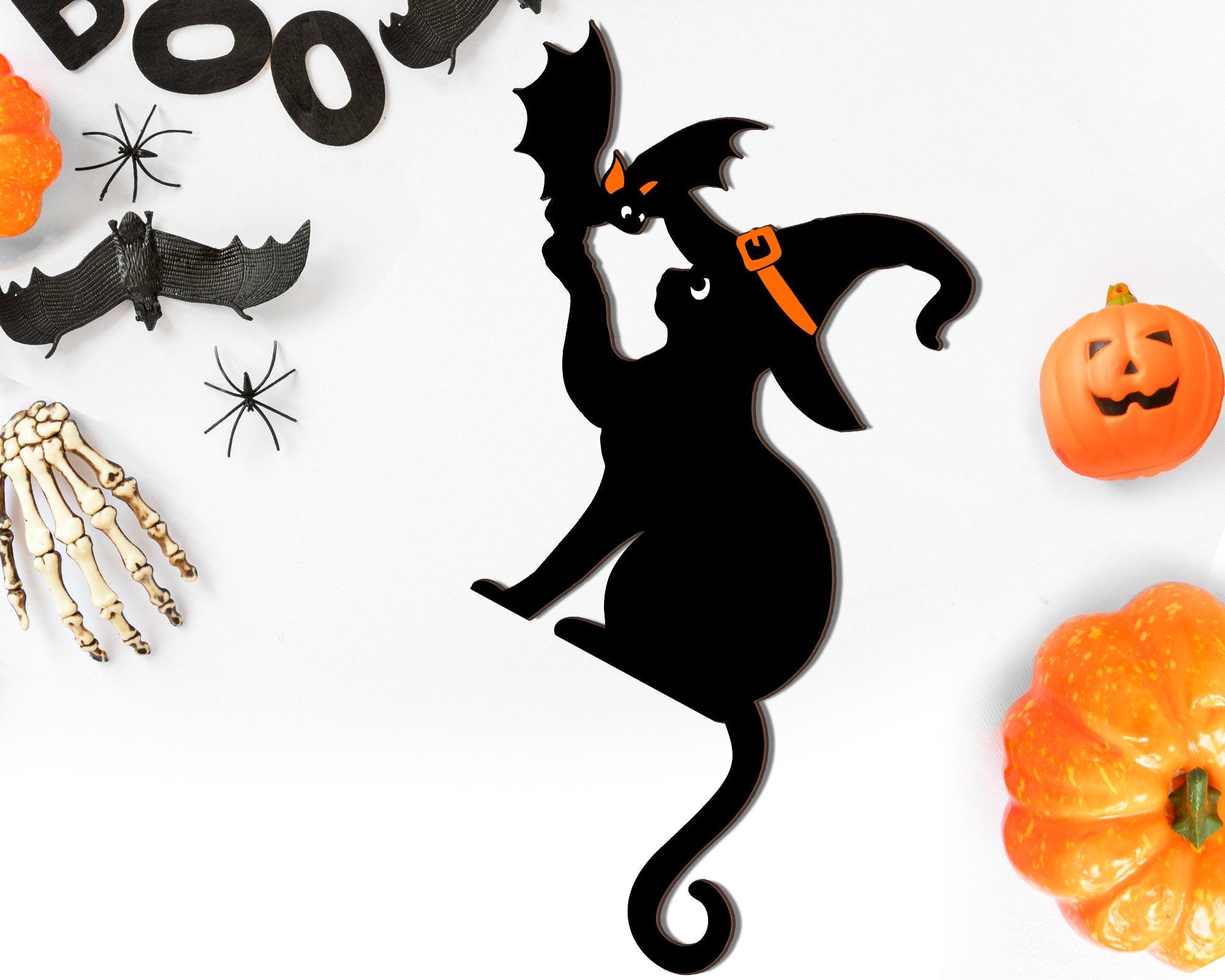 Black Cat Door Topper, Black Cat Door Corner Sign, Halloween Bat Door Topper, Black Cat Halloween Decor, Cat Lover Gift,Halloween Home Decor