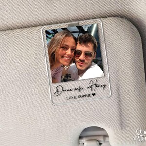 Personalized Couple Photo Car Visor Clip, Drife Safe Gift, Valentines Day Gift for Boyfriend Husband, Drive Safe I Love You Sun Visor image 9