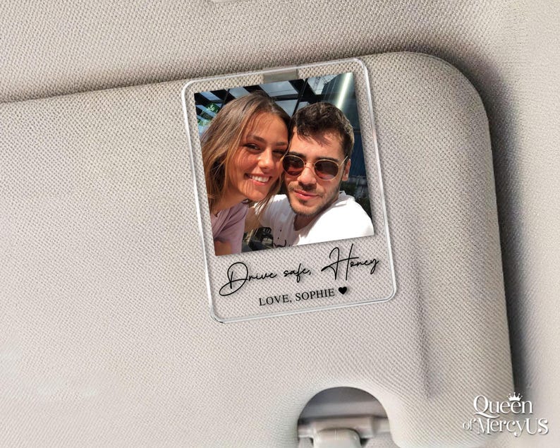 Personalized Couple Photo Car Visor Clip, Drife Safe Gift, Valentines Day Gift for Boyfriend Husband, Drive Safe I Love You Sun Visor image 9