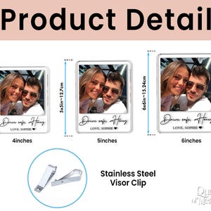 Personalized Couple Photo Car Visor Clip, Drife Safe Gift, Valentines Day Gift for Boyfriend Husband, Drive Safe I Love You Sun Visor image 10