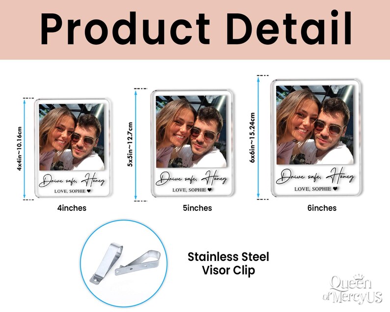 Personalized Couple Photo Car Visor Clip, Drife Safe Gift, Valentines Day Gift for Boyfriend Husband, Drive Safe I Love You Sun Visor image 10