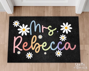 Groovy Teacher Doormat, Teacher Wildflowers Classroom Decor, Custom Teacher Rug, Teacher Appreciation Gift, Thank You Teacher From Students