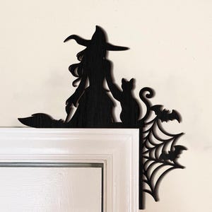 Halloween Witch Door Corner, Black Cat Halloween Door Corner, Halloween Sign, Cat Ghost Door Topper, Witch Door Corner Sign, Home Decor
