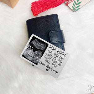 Tarjeta de billetera con foto de ultrasonido personalizada, regalo para el Día del Padre, "Estoy deseando conocerte", anuncio de embarazo, tarjeta para recién nacido imagen 7