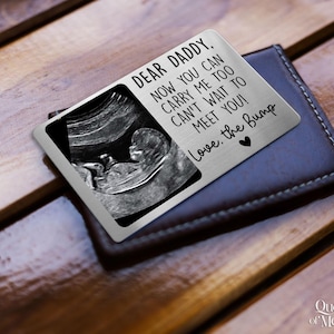 Tarjeta de billetera con foto de ultrasonido personalizada, regalo para el Día del Padre, "Estoy deseando conocerte", anuncio de embarazo, tarjeta para recién nacido imagen 5