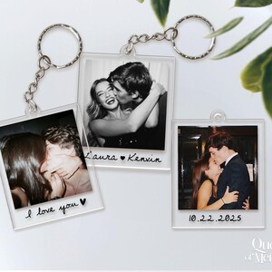 Custom Couple Polaroid Photo Keychain, Valentines Day Gift For Him Her, Personalized Photo Key Ring, Boyfriend Husband Gift image 9