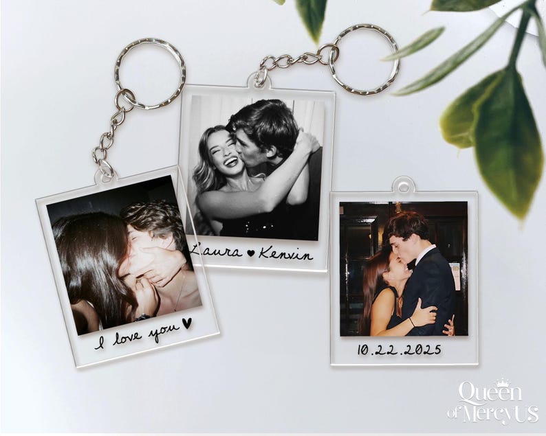 Custom Couple Polaroid Photo Keychain, Valentines Day Gift For Him Her, Personalized Photo Key Ring, Boyfriend Husband Gift image 9