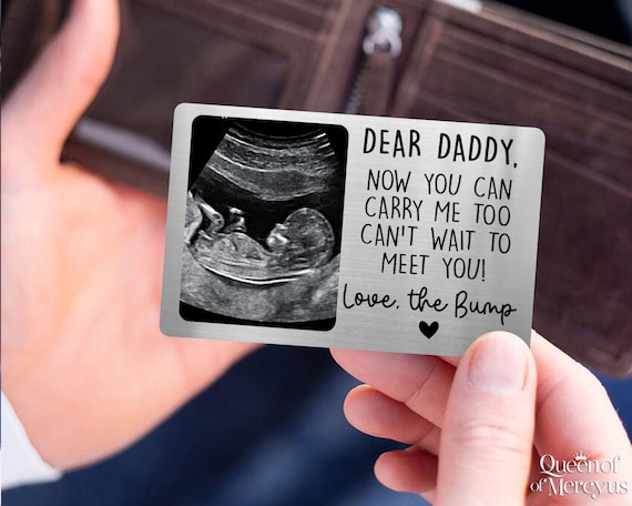 Custom Ultrasound Photo Wallet Card, New Dad Fathers Day Gift, I Can't Wait To Meet You, Baby Reveal Pregnancy Announcement, New Baby Card