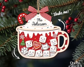4D Shake Family Ornament With Pets, Custom Marshmallows Family Shaker Ornament, Family Ornament 2026, Family Keepsake, Family Christmas Gift