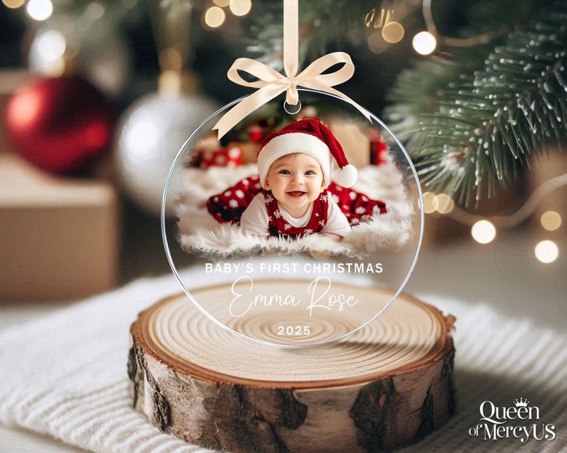 Personalized Baby Photo Ornament, Custom Baby’s First Christmas Keepsake, Newborn Ornament, Baby Face Picture Ornament, New Baby Xmas Gift image 8