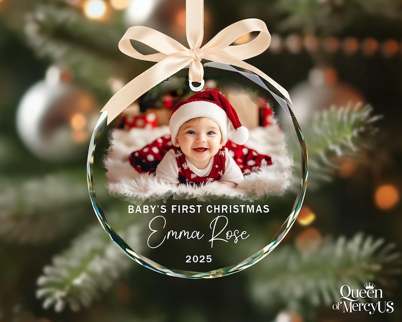 Personalized Baby Photo Ornament, Custom Baby’s First Christmas Keepsake, Newborn Ornament, Baby Face Picture Ornament, New Baby Xmas Gift image 3