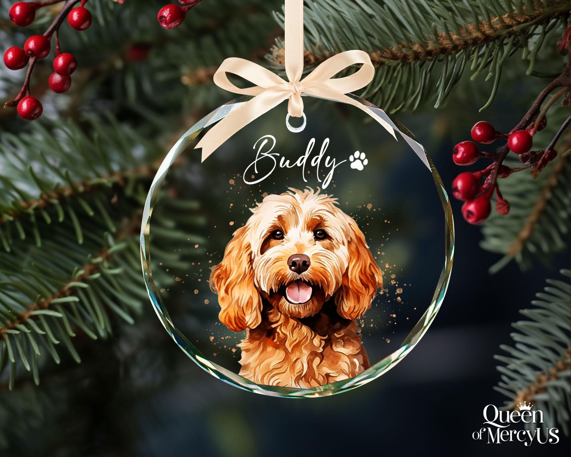 Personalized Pet Photo Ornament, Custom Dog Memorial Gift, Watercolor ...