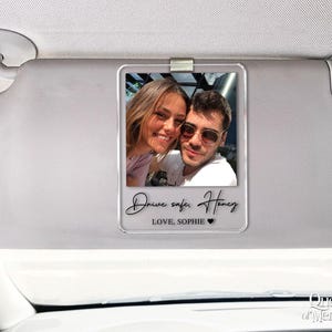 Personalized Couple Photo Car Visor Clip, Drife Safe Gift, Valentines Day Gift for Boyfriend Husband, Drive Safe I Love You Sun Visor image 8