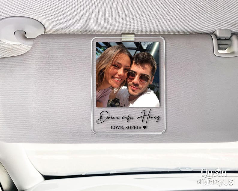Personalized Couple Photo Car Visor Clip, Drife Safe Gift, Valentines Day Gift for Boyfriend Husband, Drive Safe I Love You Sun Visor image 8