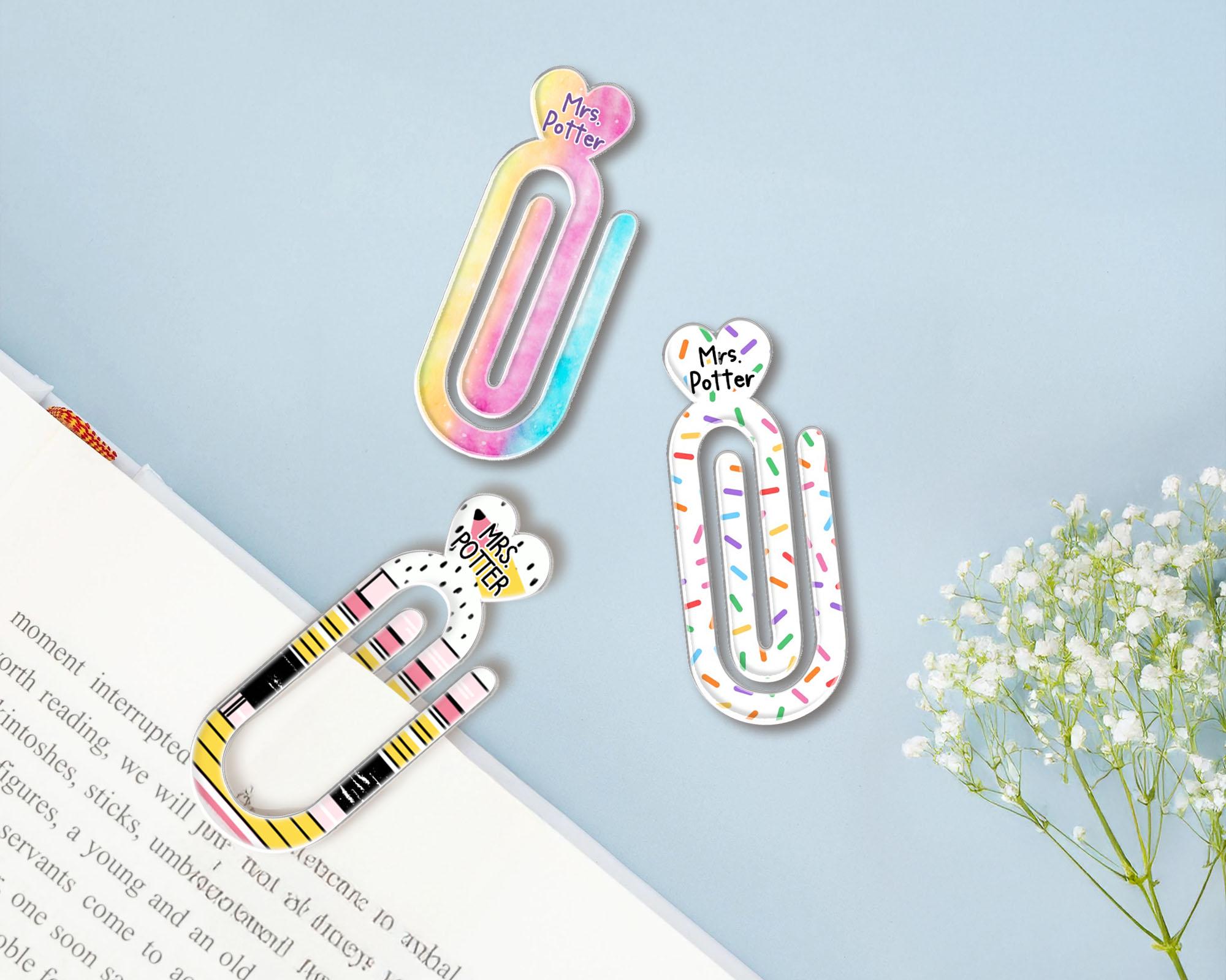 Custom Teacher Name Paperclip Bookmark, Personalized Teacher Bookmark ...