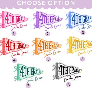 Custom Boys Girls Back to School Shirt, Coquette School Top, Cute Pre K Kindergarten Shirt, First Day Of School Pennant Tee, Kids Name Shirt image 2