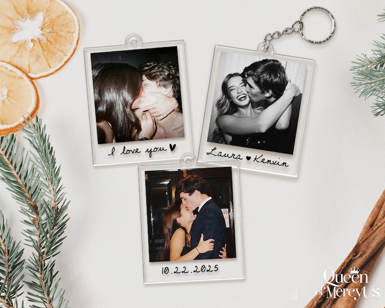 Custom Couple Polaroid Photo Keychain, Valentines Day Gift For Him Her, Personalized Photo Key Ring, Boyfriend Husband Gift image 12