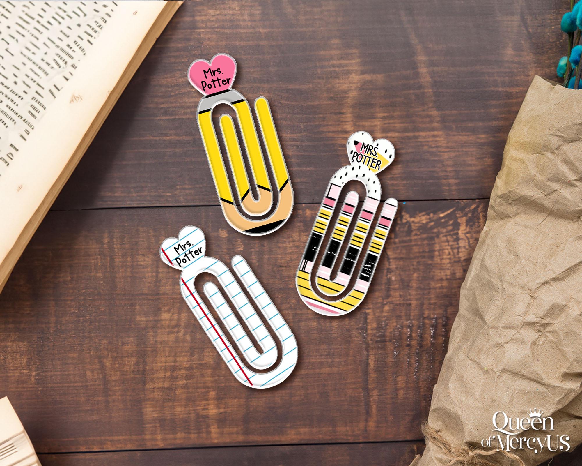 Custom Teacher Name Paperclip Bookmark, Personalized Teacher Bookmark ...