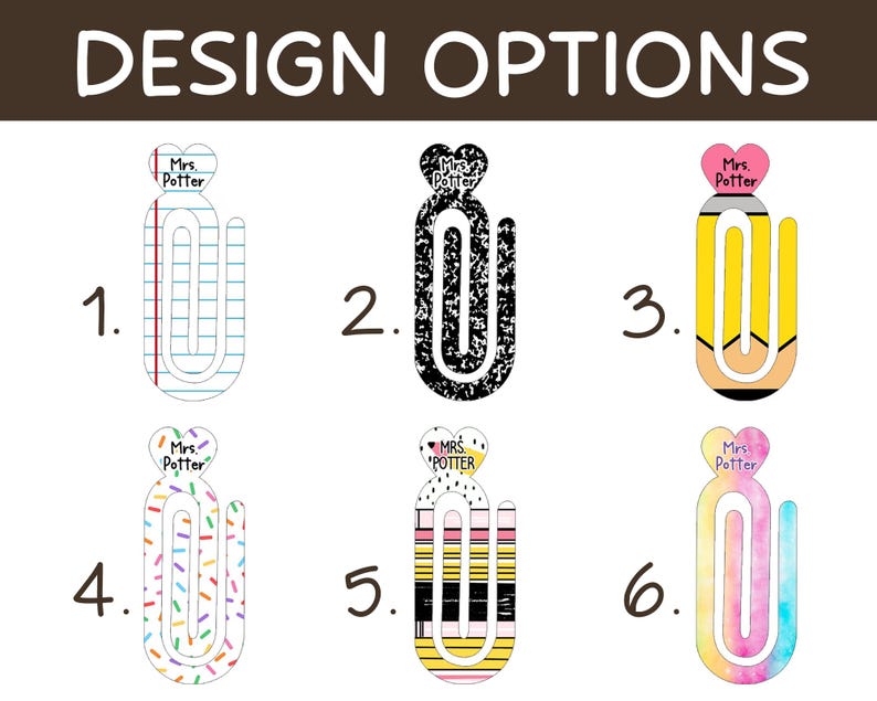 Custom Teacher Name Paperclip Bookmark, Personalized Teacher Pencil ...