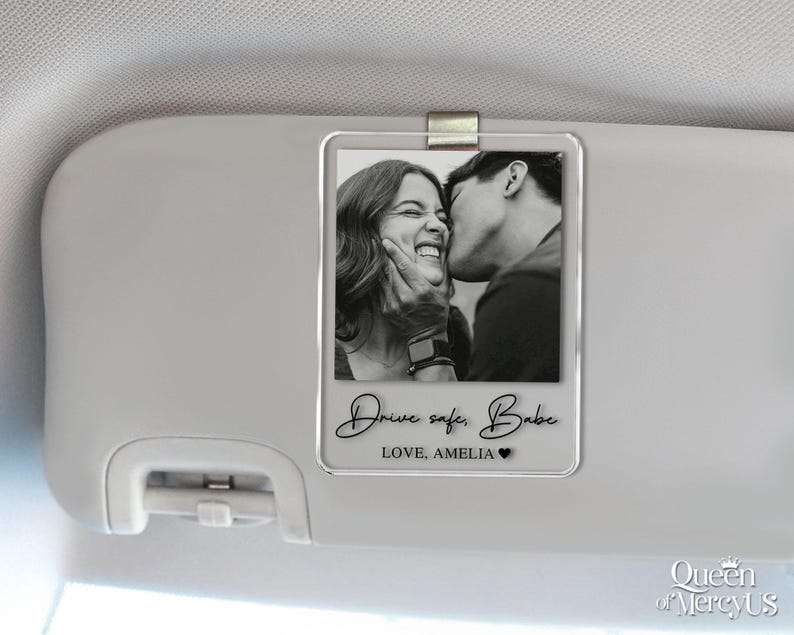 Personalized Couple Photo Car Visor Clip, Drife Safe Gift, Valentines Day Gift for Boyfriend Husband, Drive Safe I Love You Sun Visor image 11