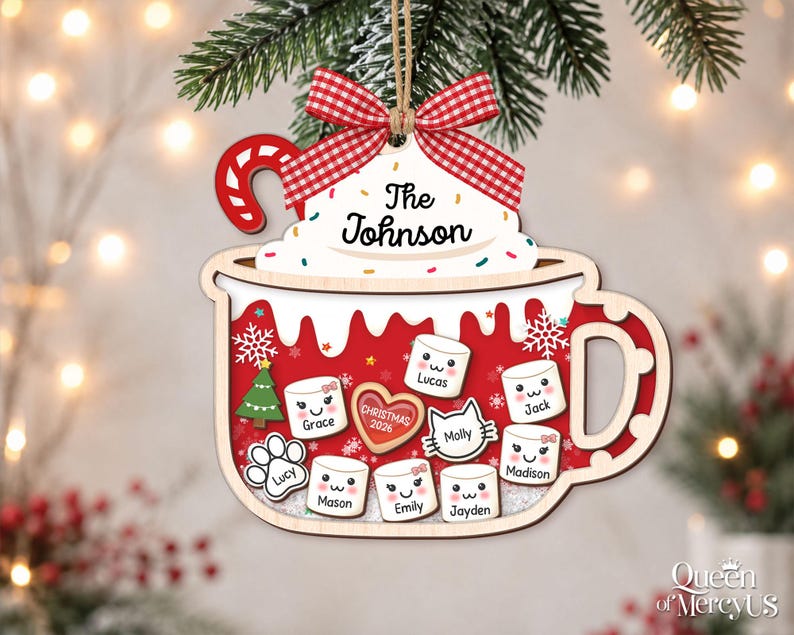 4D Shake Family Ornament With Pets, Custom Marshmallows Family Shaker Ornament, Family Ornament 2026, Family Keepsake, Family Christmas Gift image 8