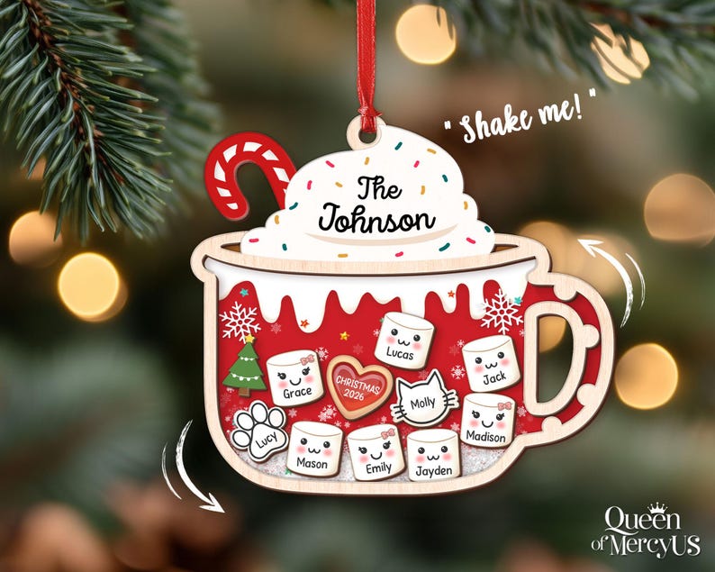 4D Shake Family Ornament With Pets, Custom Marshmallows Family Shaker Ornament, Family Ornament 2026, Family Keepsake, Family Christmas Gift image 10
