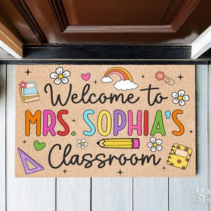 Felpudo de bienvenida personalizado para profesores, felpudo personalizado para aula, decoración para aula, regalo de agradecimiento para profesores, alfombra para profesores, felpudo de bienvenida imagen 8