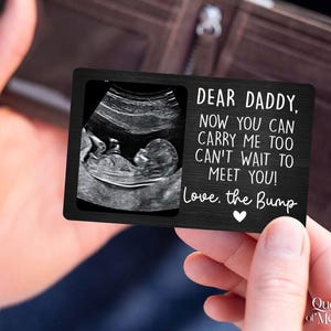 Tarjeta de billetera con foto de ultrasonido personalizada, regalo para el Día del Padre, "Estoy deseando conocerte", anuncio de embarazo, tarjeta para recién nacido imagen 2