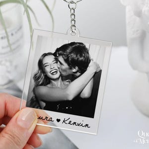 Custom Couple Polaroid Photo Keychain, Valentines Day Gift For Him Her, Personalized Photo Key Ring, Boyfriend Husband Gift image 8