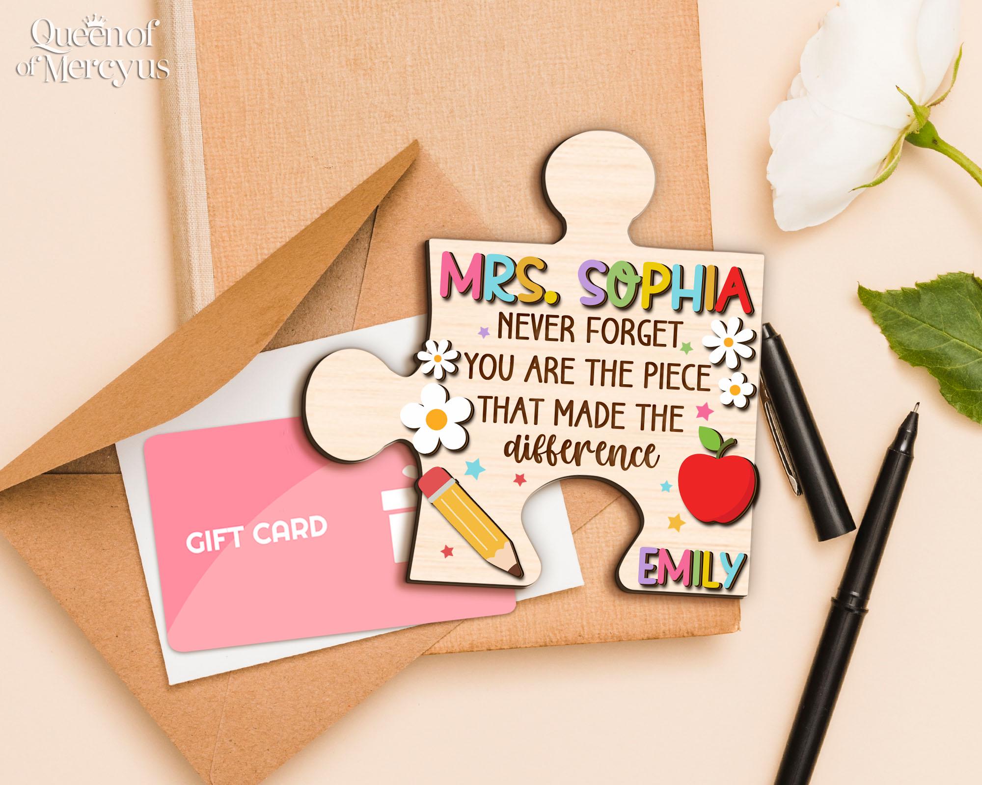 Personalized Teacher Wooden Gift Card Holder, End of Year Teacher Gifts ...