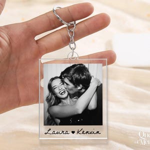 Custom Couple Polaroid Photo Keychain, Valentines Day Gift For Him Her, Personalized Photo Key Ring, Boyfriend Husband Gift image 13