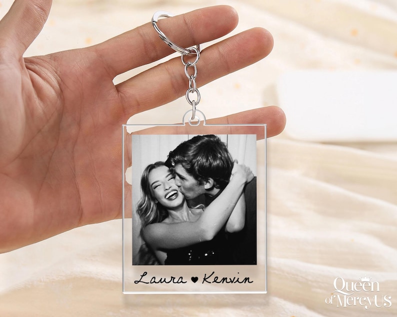 Custom Couple Polaroid Photo Keychain, Valentines Day Gift For Him Her, Personalized Photo Key Ring, Boyfriend Husband Gift image 13