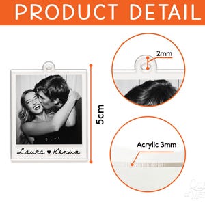 Custom Couple Polaroid Photo Keychain, Valentines Day Gift For Him Her, Personalized Photo Key Ring, Boyfriend Husband Gift image 10
