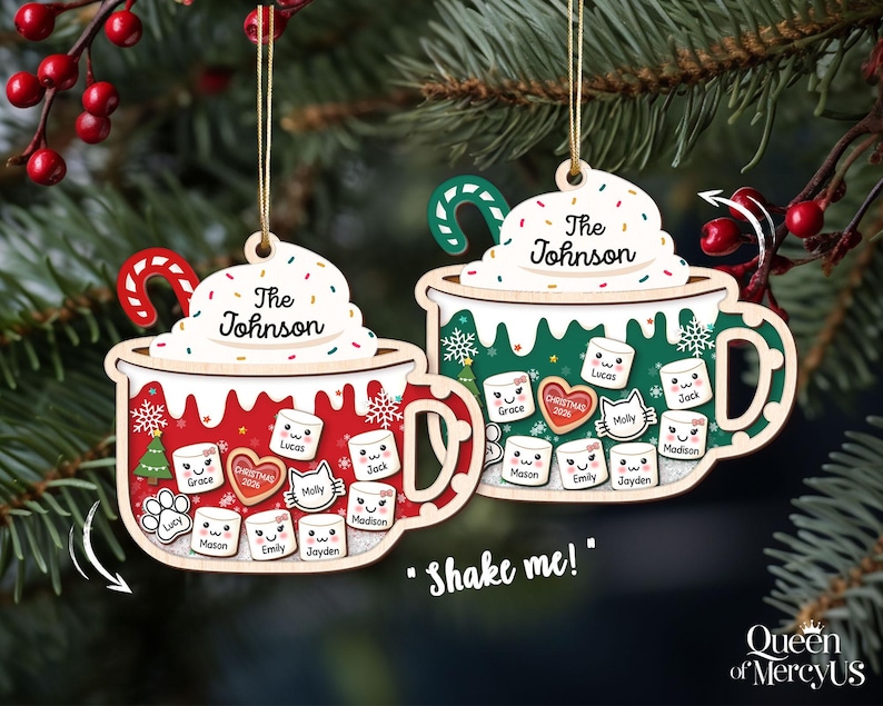 4D Shake Family Ornament With Pets, Custom Marshmallows Family Shaker Ornament, Family Ornament 2026, Family Keepsake, Family Christmas Gift image 13