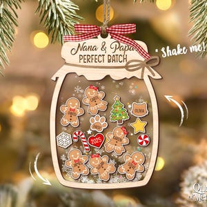 Gingerbread Christmas Ornament, Grandkids Ornament, Family Cookie Ornaments, 4D Shaker Ornament with Grandkids, Nana & Papa's Perfect Batch image 2