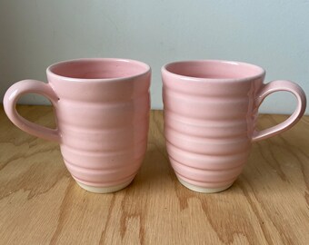 Pink Stoneware Mug Handmade wheel thrown