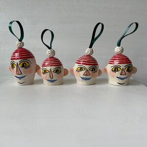 Porcelain house plant ornament Head with RED Pom-Pom hat image 4