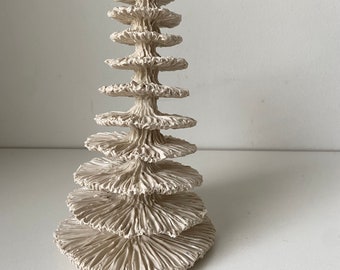 Porcelain organic sculptural object white and textural