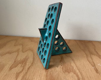 Bright blue geometric ceramic sculpture. Small #7